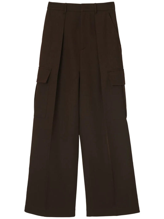 Wide-Leg Wool Cargo Trousers