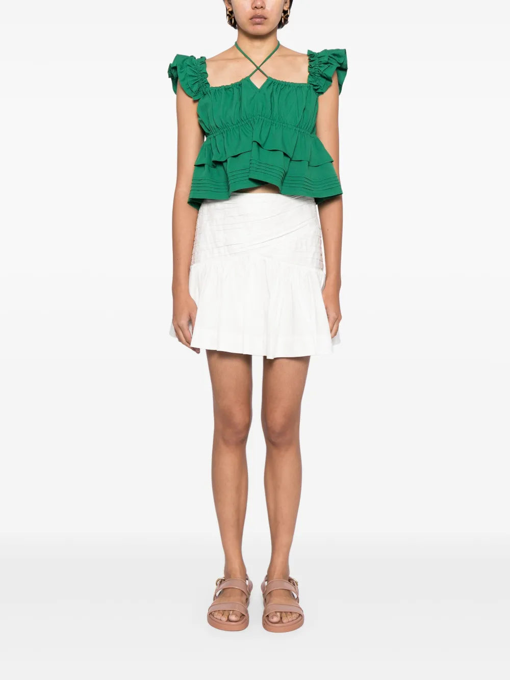 Ruffle-Detail Cotton Halterneck Top