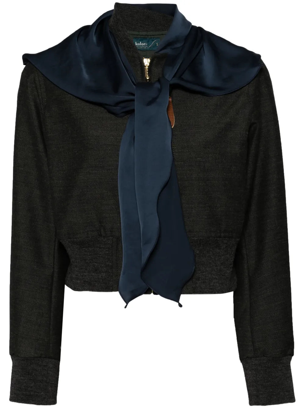 Scarf Detail Cropped Jacket