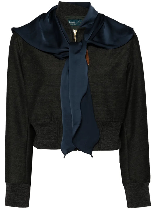 Scarf Detail Cropped Jacket