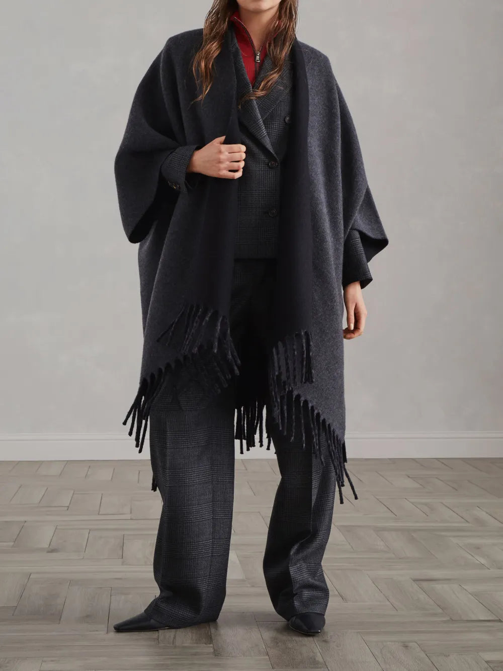 Fringe-Detail Poncho