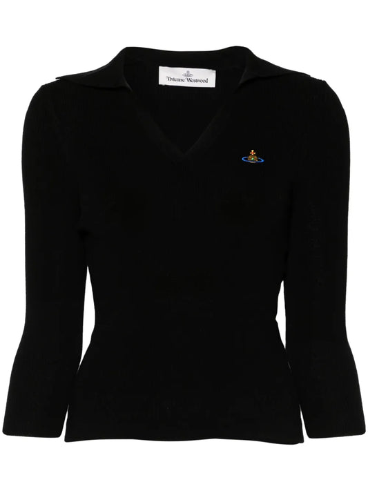 Orb-Embroidered Polo Jumper