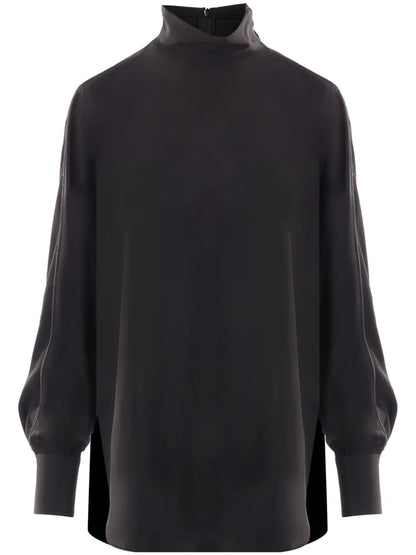High-Neck Silk Blouse