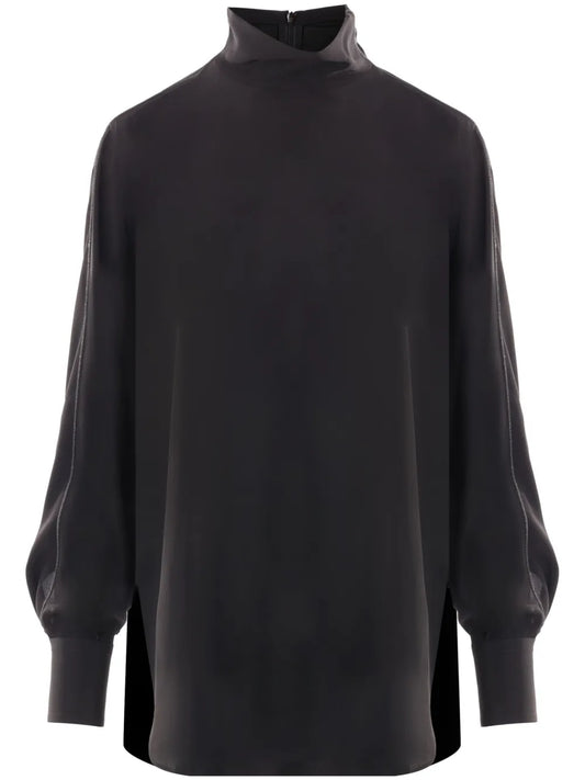 High-Neck Silk Blouse