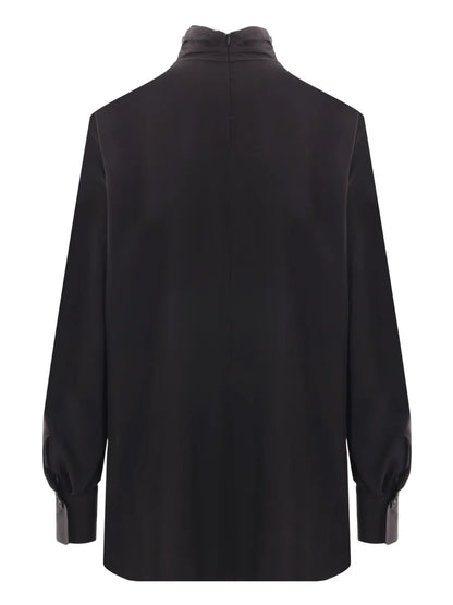 High-Neck Silk Blouse