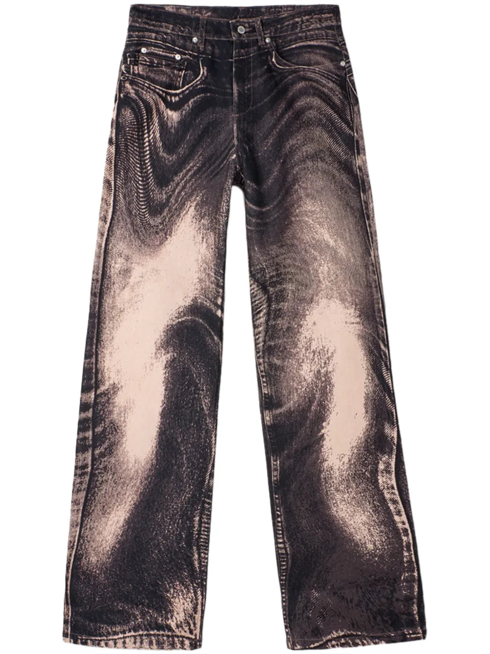 Melting-Effect Mid-Rise Straight-Leg Jeans