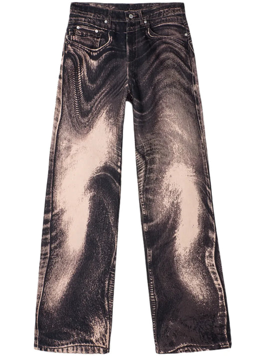 Melting-Effect Mid-Rise Straight-Leg Jeans