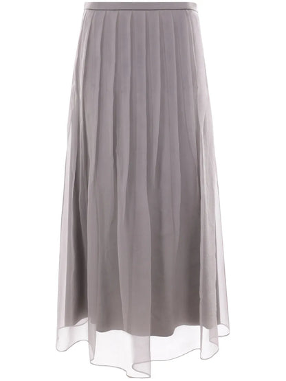 Pleated Chiffon Midi Skirt