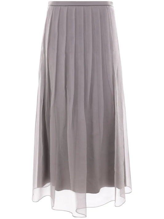 Pleated Chiffon Midi Skirt