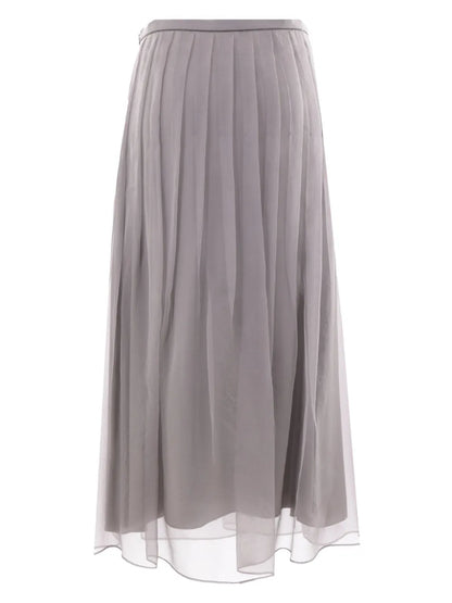Pleated Chiffon Midi Skirt