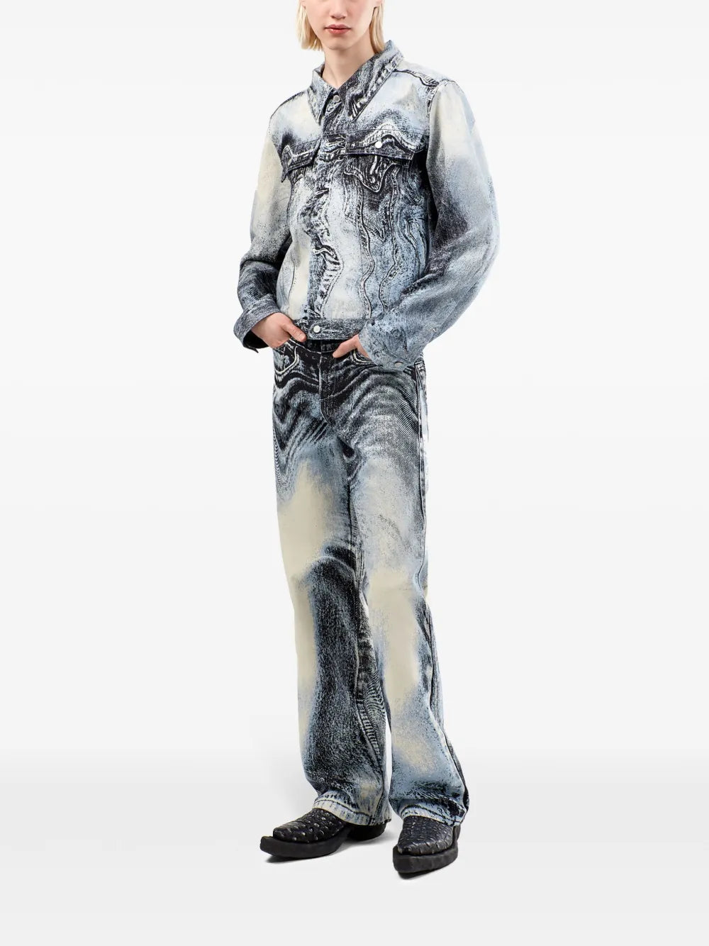 Swirl-Print Denim Jacket