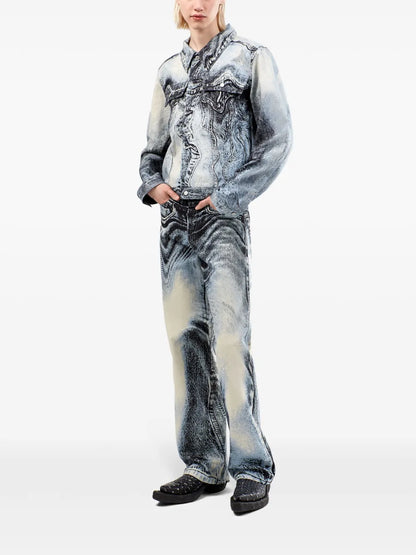 Swirl-Print Denim Jacket