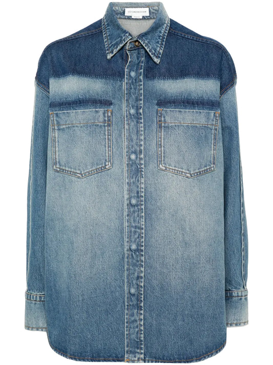 Classic-Collar Denim Shirt