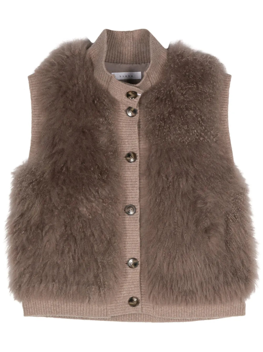 Fur-Design Ribbed-Trim Gilet