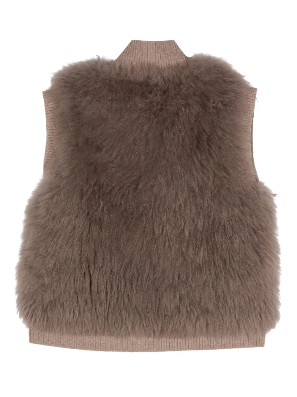 Fur-Design Ribbed-Trim Gilet
