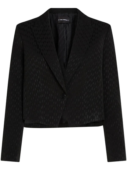 Monogram-Print Cropped Blazer