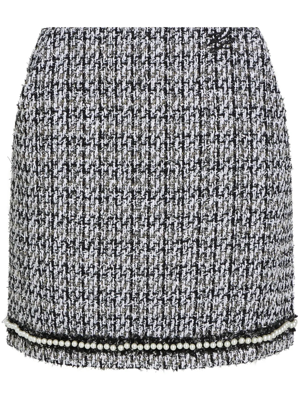 Pearl-Embellished Bouclé Mini Skirt