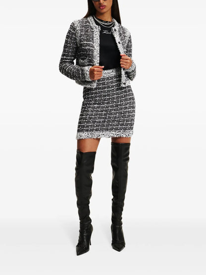 Bouclé Snap-Fastening Cardigan