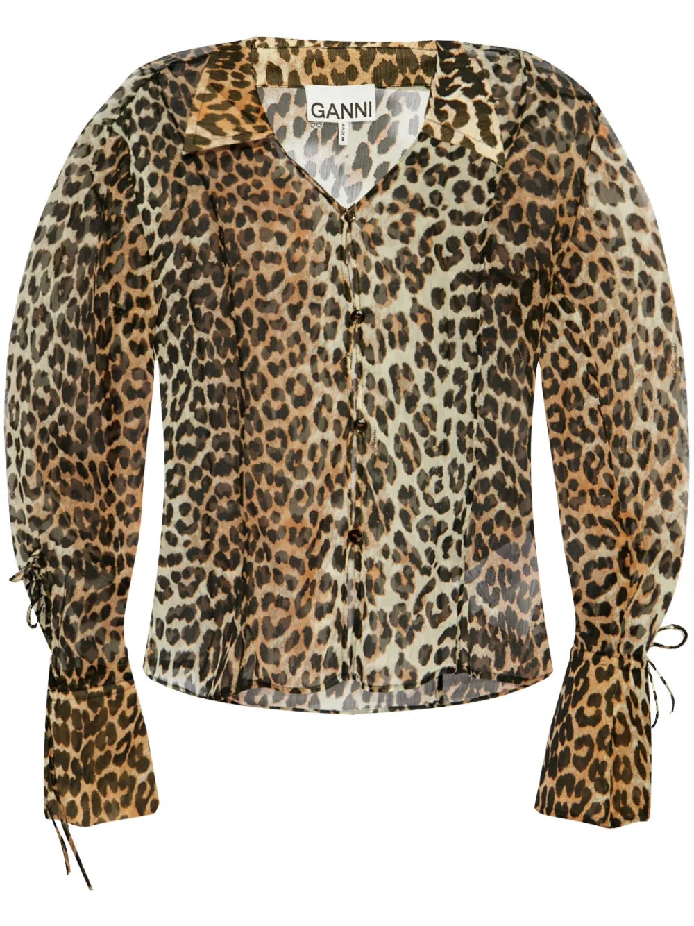 Animal-Print Long-Sleeve Blouse