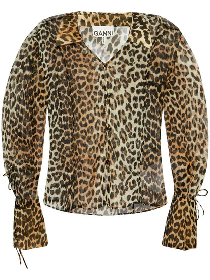 Animal-Print Long-Sleeve Blouse