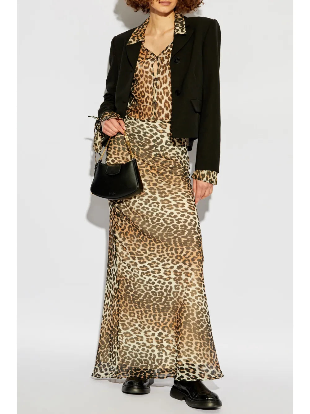 Animal-Print Long-Sleeve Blouse