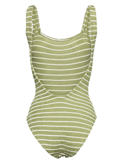 Striped Square-Neck Swimsuit