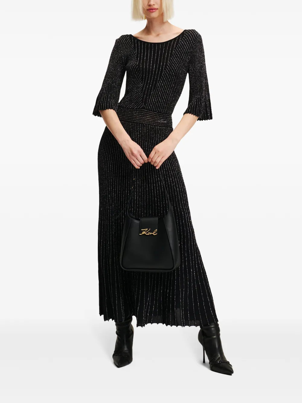 Pleated Lurex Midi Dress