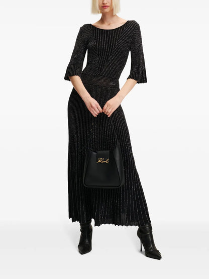 Pleated Lurex Midi Dress