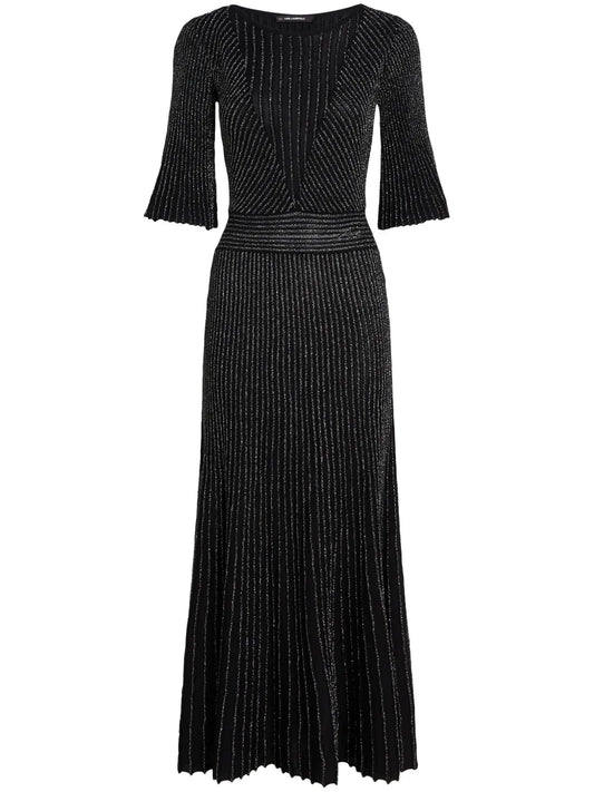 Pleated Lurex Midi Dress