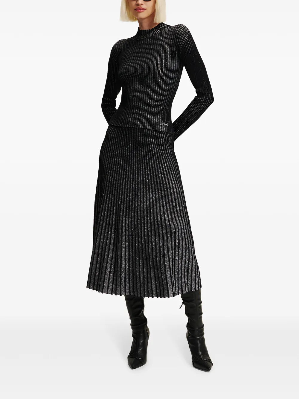 Mock-Neck Lurex T-Shirt