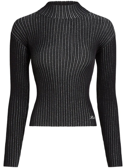 Mock-Neck Lurex T-Shirt