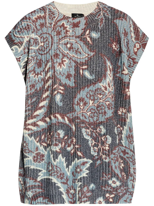 Paisley-Print Wool Top