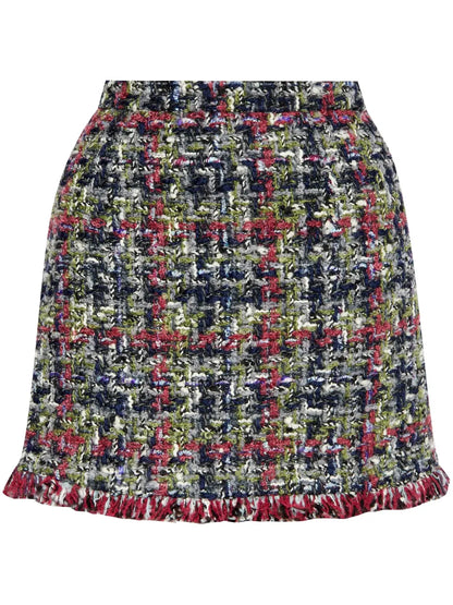Tweed-Bouclé Check Mini Skirt