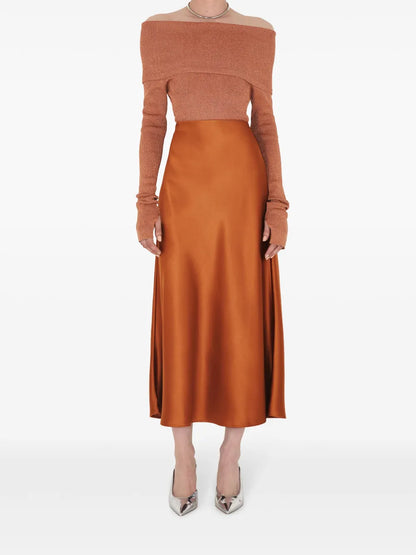Valletta Satin Midi Skirt