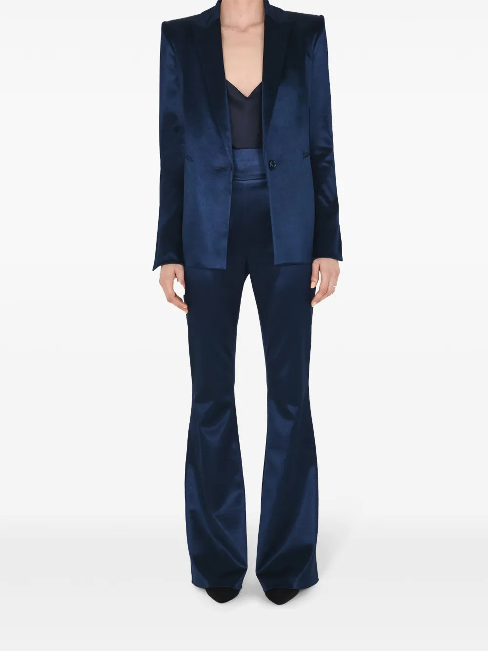 Sculpted Single-Breasted Satin Blazer