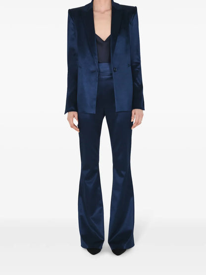 Sculpted Single-Breasted Satin Blazer
