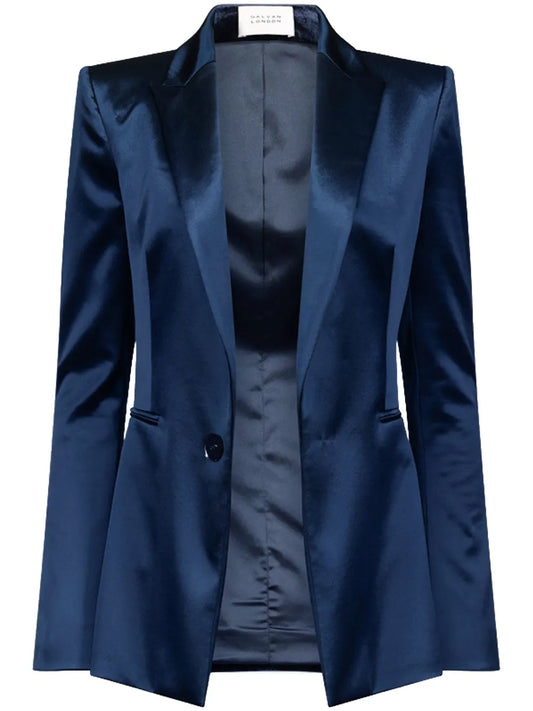 Sculpted Single-Breasted Satin Blazer