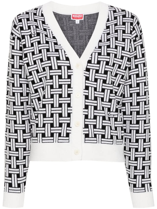 Patterned-Jacquard Cardigan