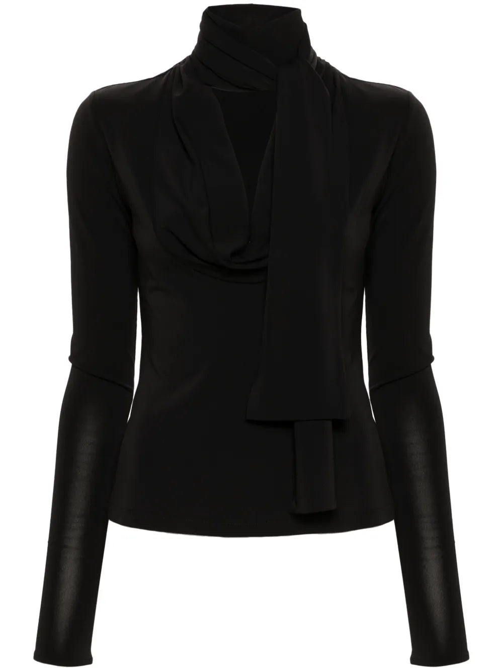 Gathered-Tie Long-Sleeved Top