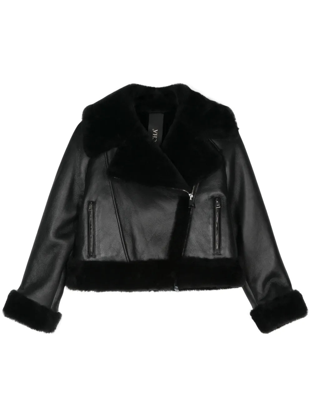 Shearling-Trim Leather Jacket
