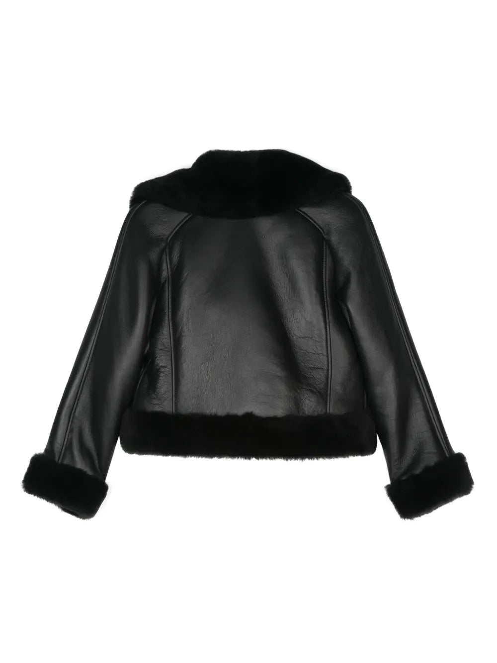 Shearling-Trim Leather Jacket