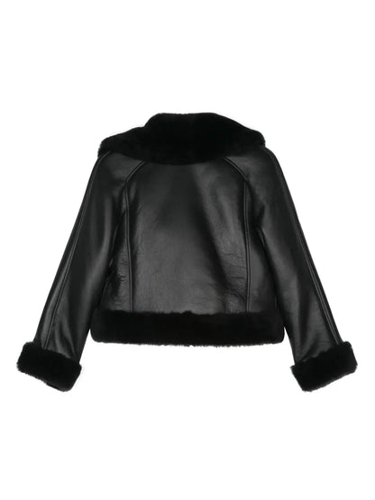 Shearling-Trim Leather Jacket