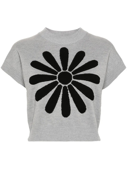 Marguerite-Patch Knitted Top