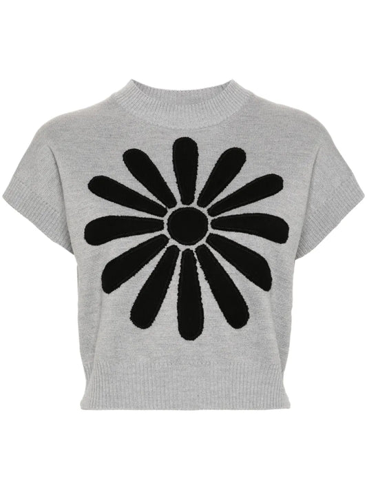 Marguerite-Patch Knitted Top