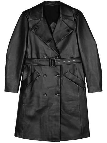 Belted Leather Trench Coat