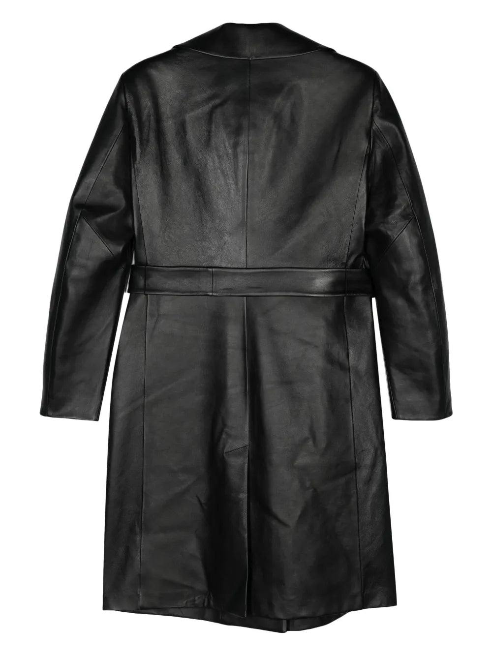 Belted Leather Trench Coat