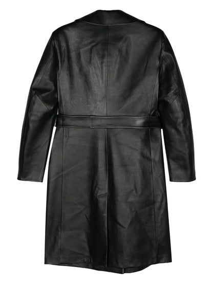Belted Leather Trench Coat