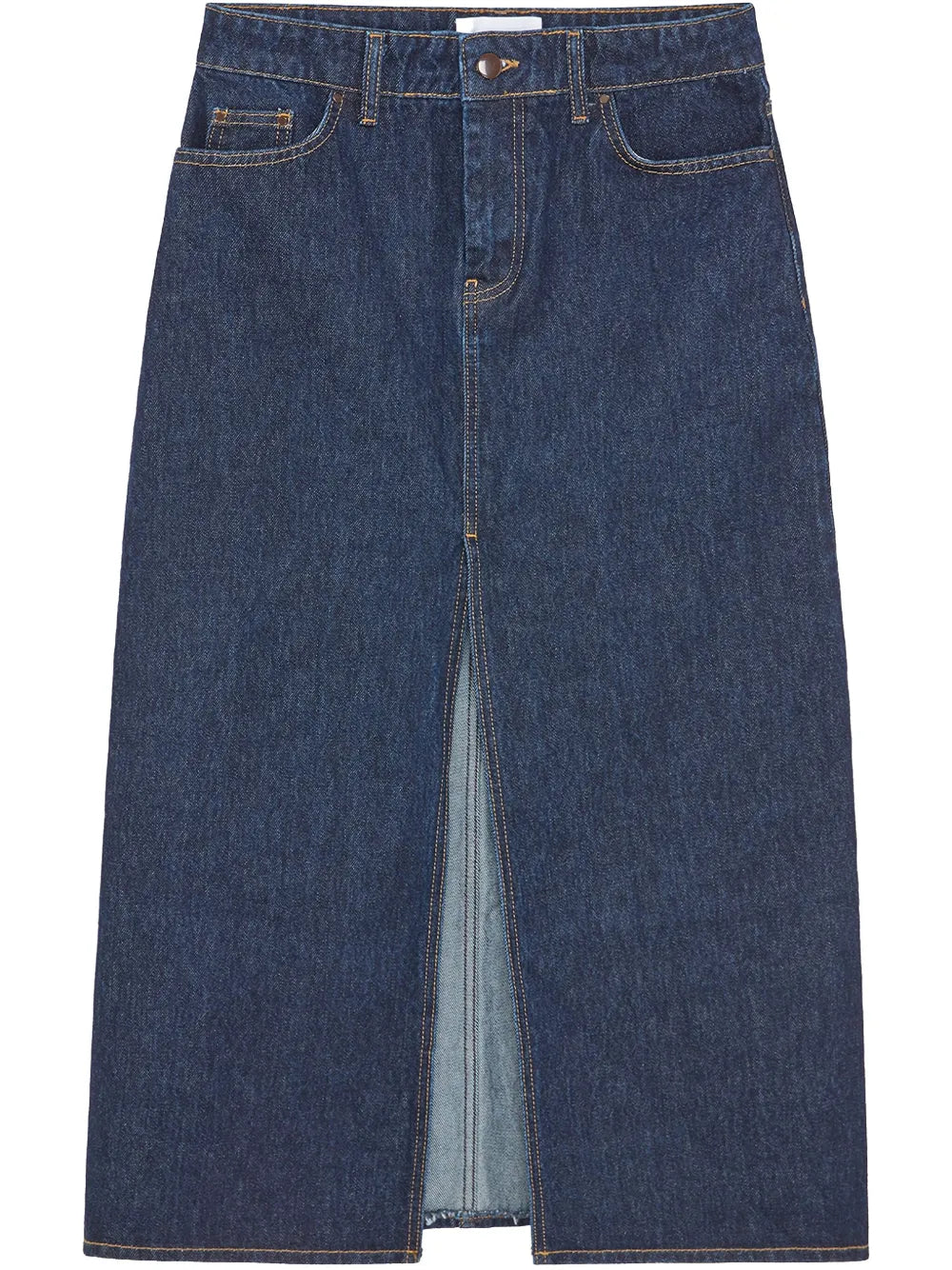 Ille Front-Slit Denim Midi Skirt