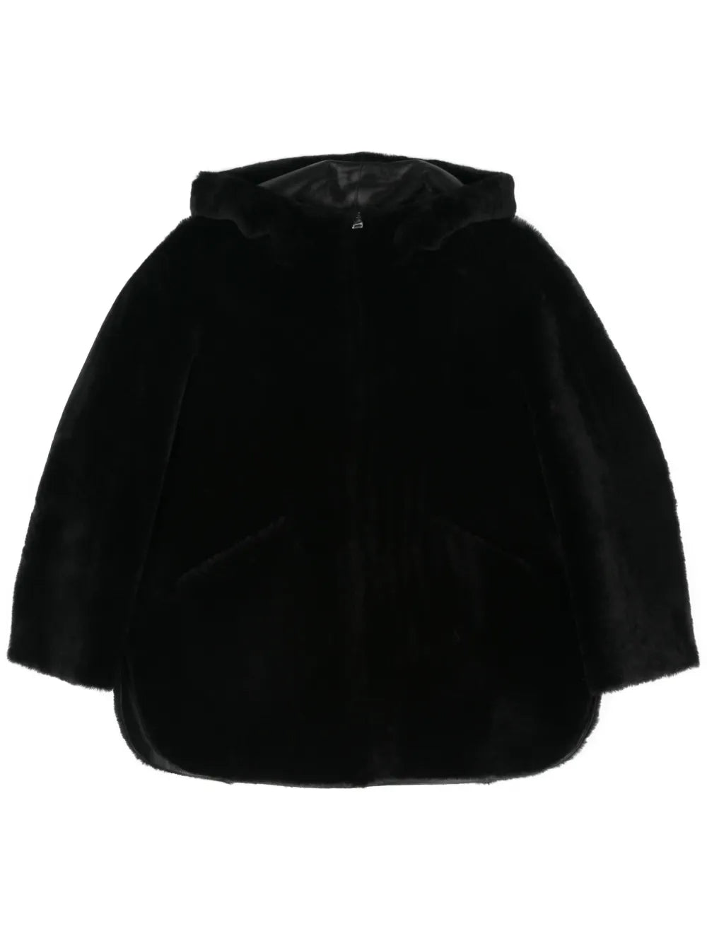Reversible Shearling Hooded Coat