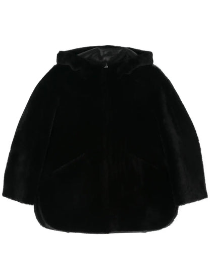 Reversible Shearling Hooded Coat